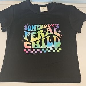 Vibrant Black Kids' T-Shirt with Rainbow Print